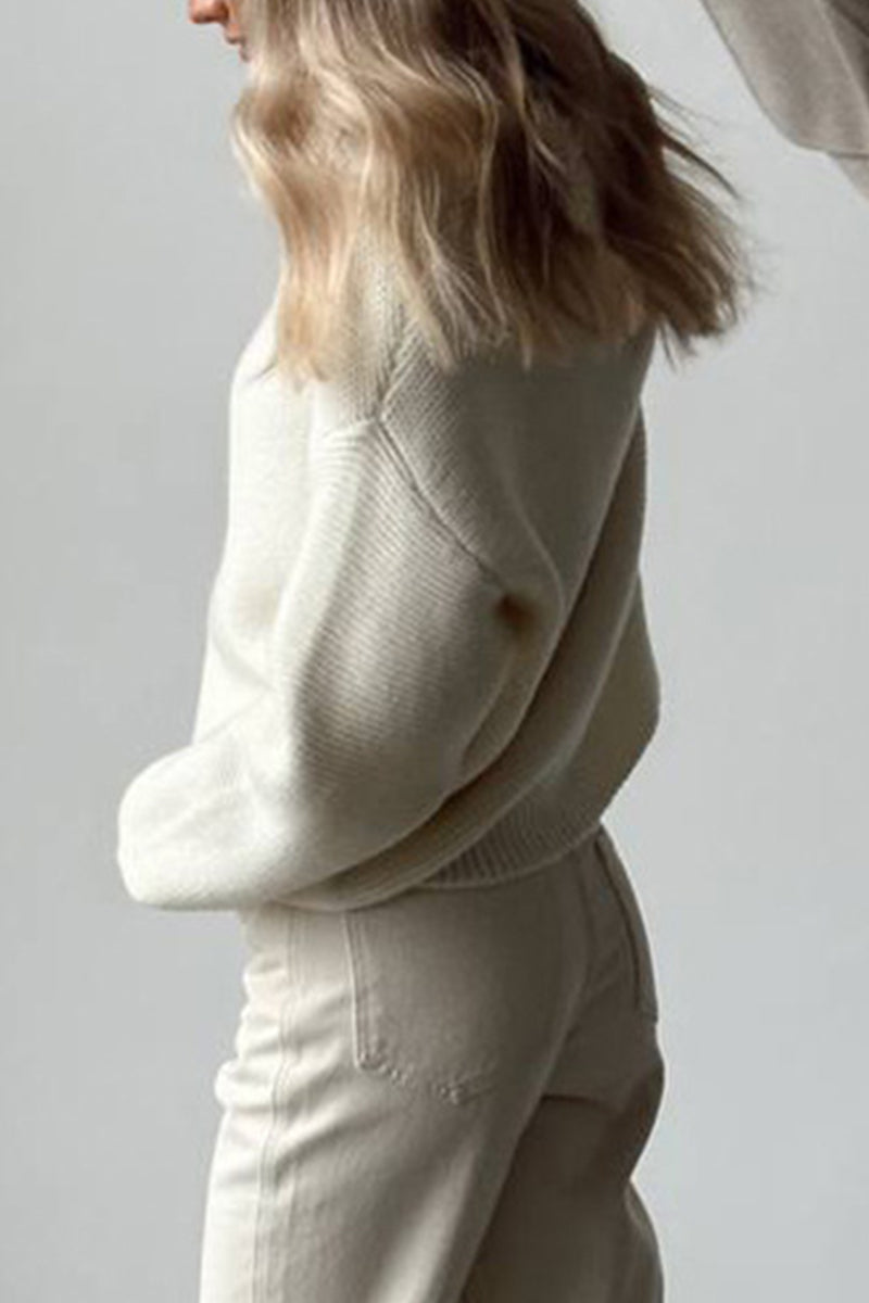 Daily Color Weave O Neck Sweaters