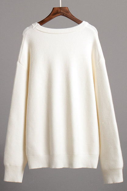 Daily Color Weave O Neck Sweaters