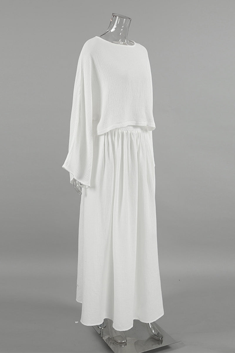 Slit Ruched O Neck Long Sleeve Two Pieces