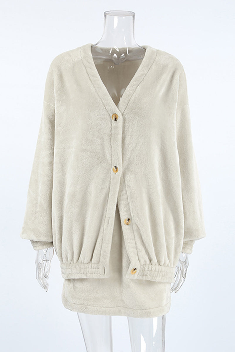 Daily Buttons V Neck Long Sleeve Two Pieces