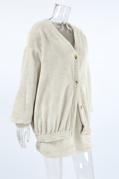 Daily Buttons V Neck Long Sleeve Two Pieces