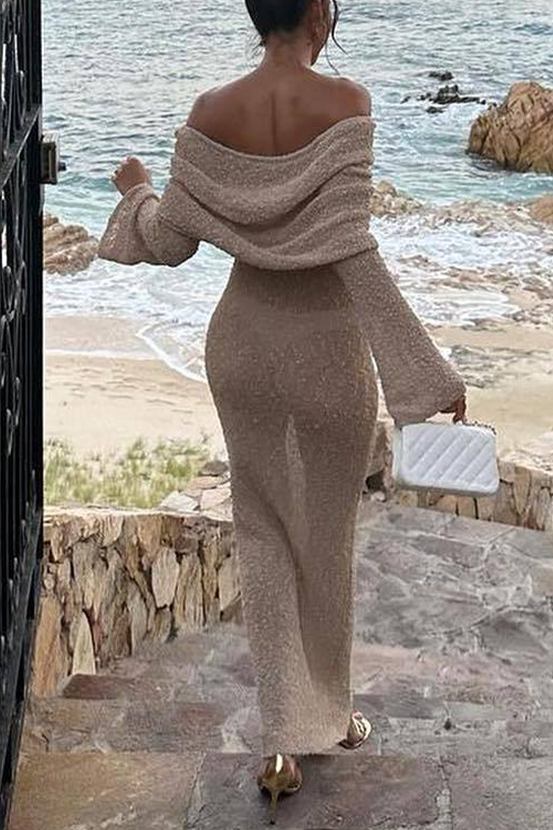 Hollow Out See-through Off Shoulder One Step Skirt Dresses(3 Colors)