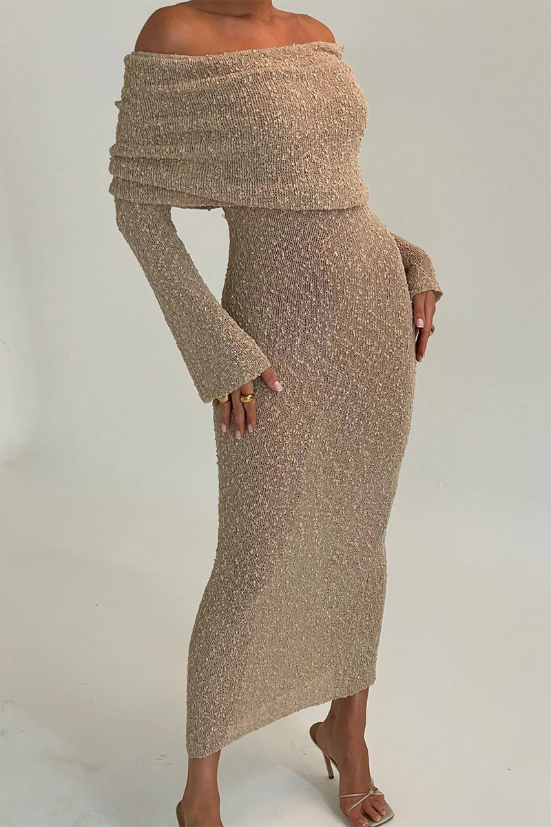 Hollow Out See-through Off Shoulder One Step Skirt Dresses(3 Colors)
