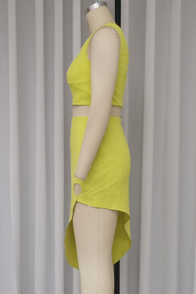 Slit Irregular Square Neck Sleeveless Two Pieces