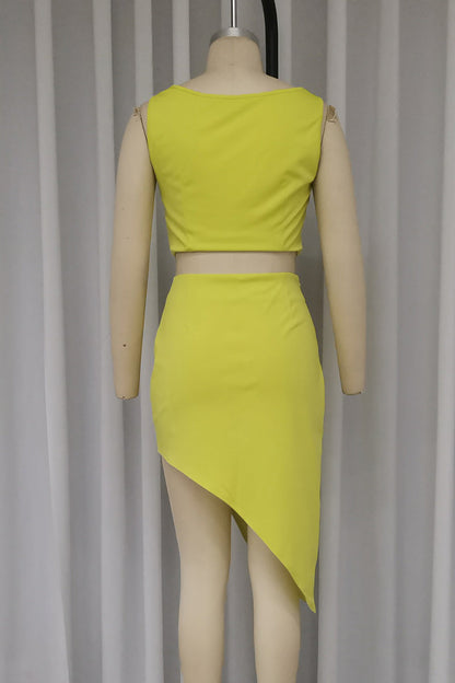 Slit Irregular Square Neck Sleeveless Two Pieces