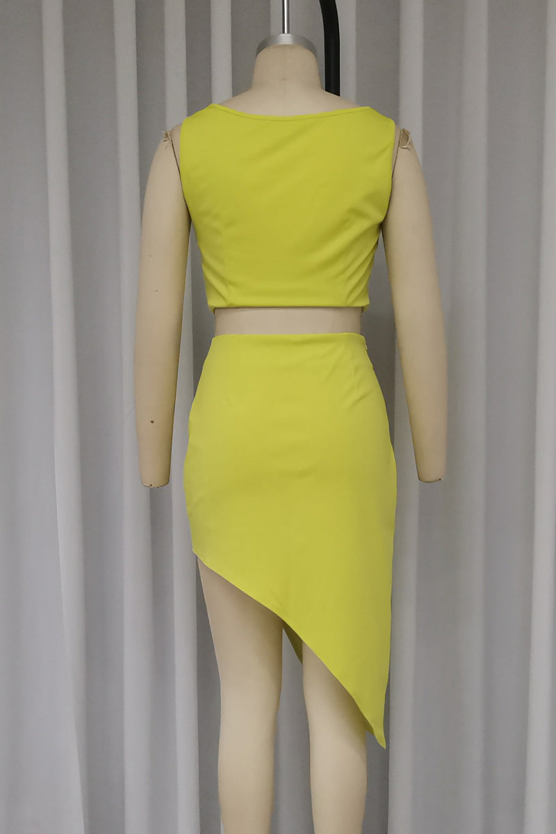 Slit Irregular Square Neck Sleeveless Two Pieces