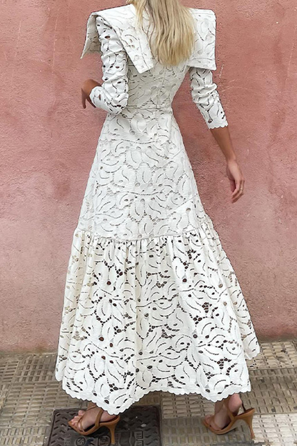 Lace Patchwork Half a Turtleneck Waist Skirt Dresses