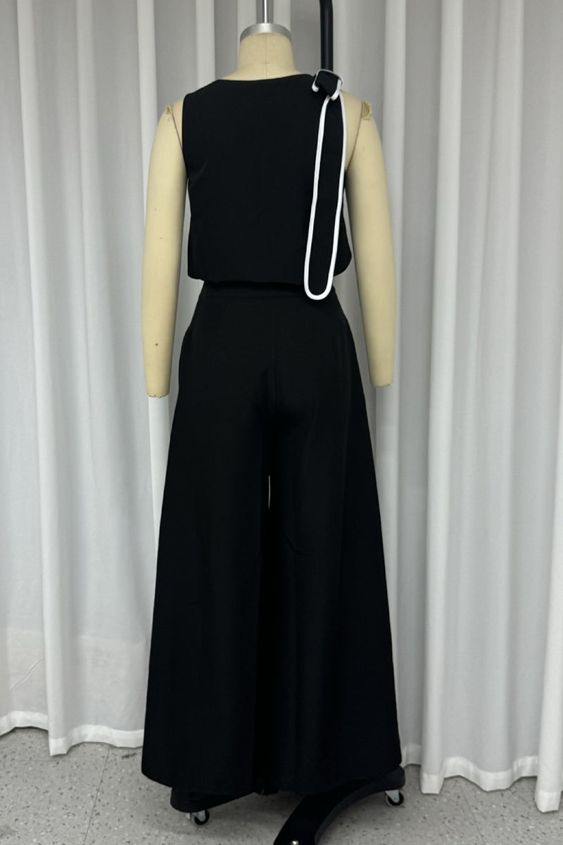 Street Pocket Bow Decor O Neck Sleeveless Two Pieces