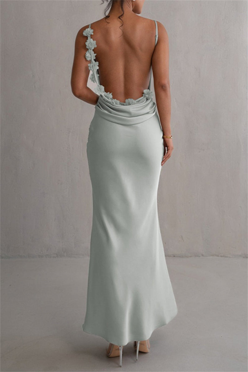 Formal Backless Spaghetti Strap Long Dresses(3 Colors)