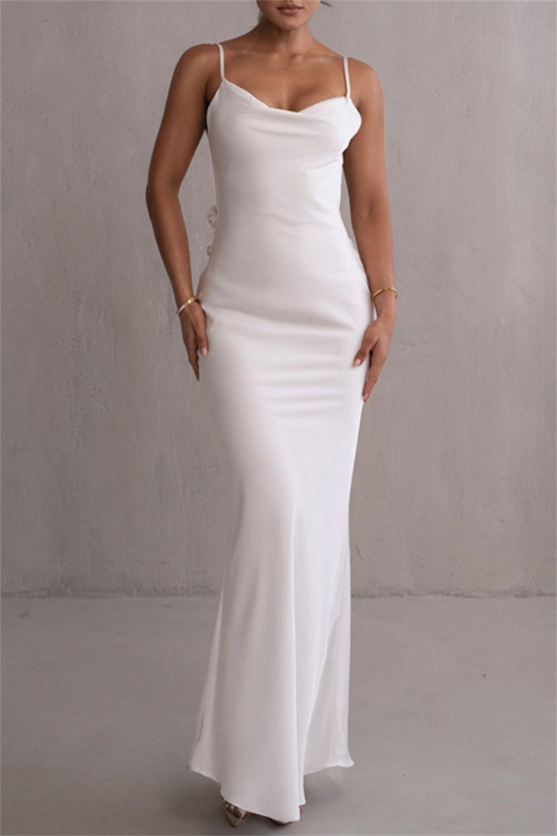 Formal Backless Spaghetti Strap Long Dresses(3 Colors)