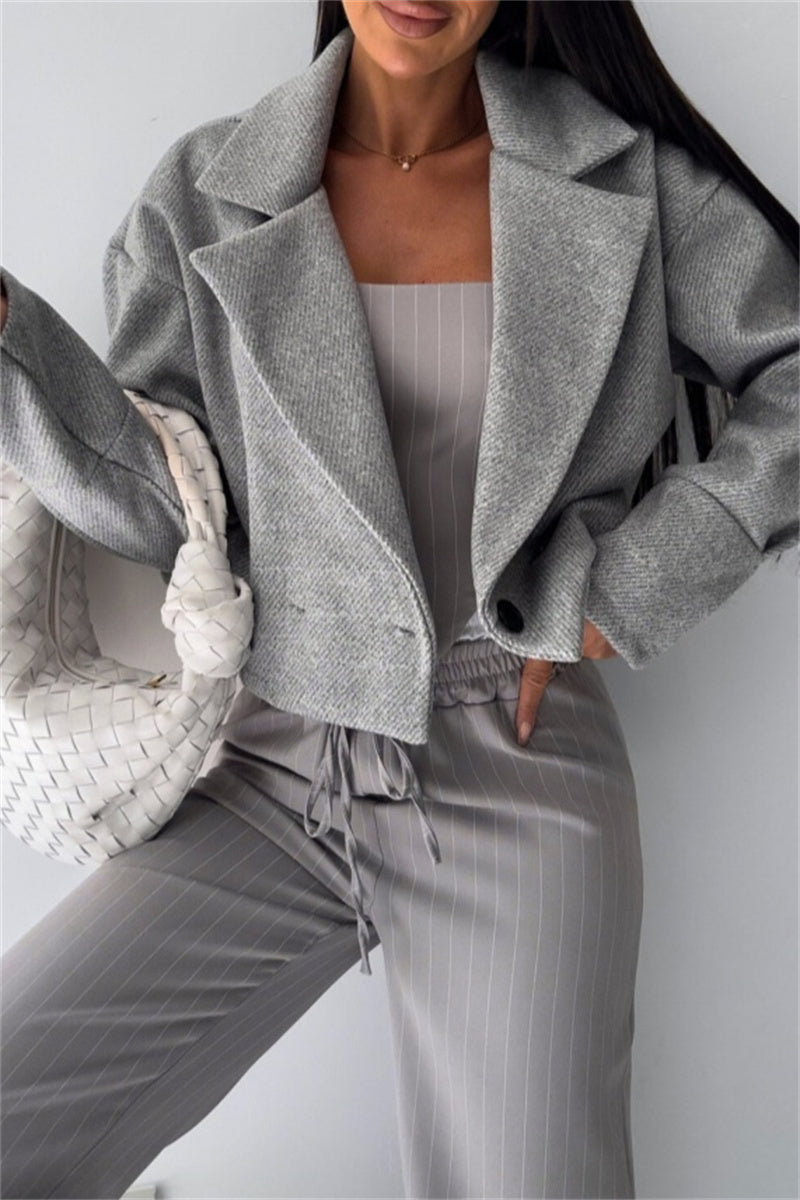 Cardigan Turndown Collar Outerwear(4 Colors)