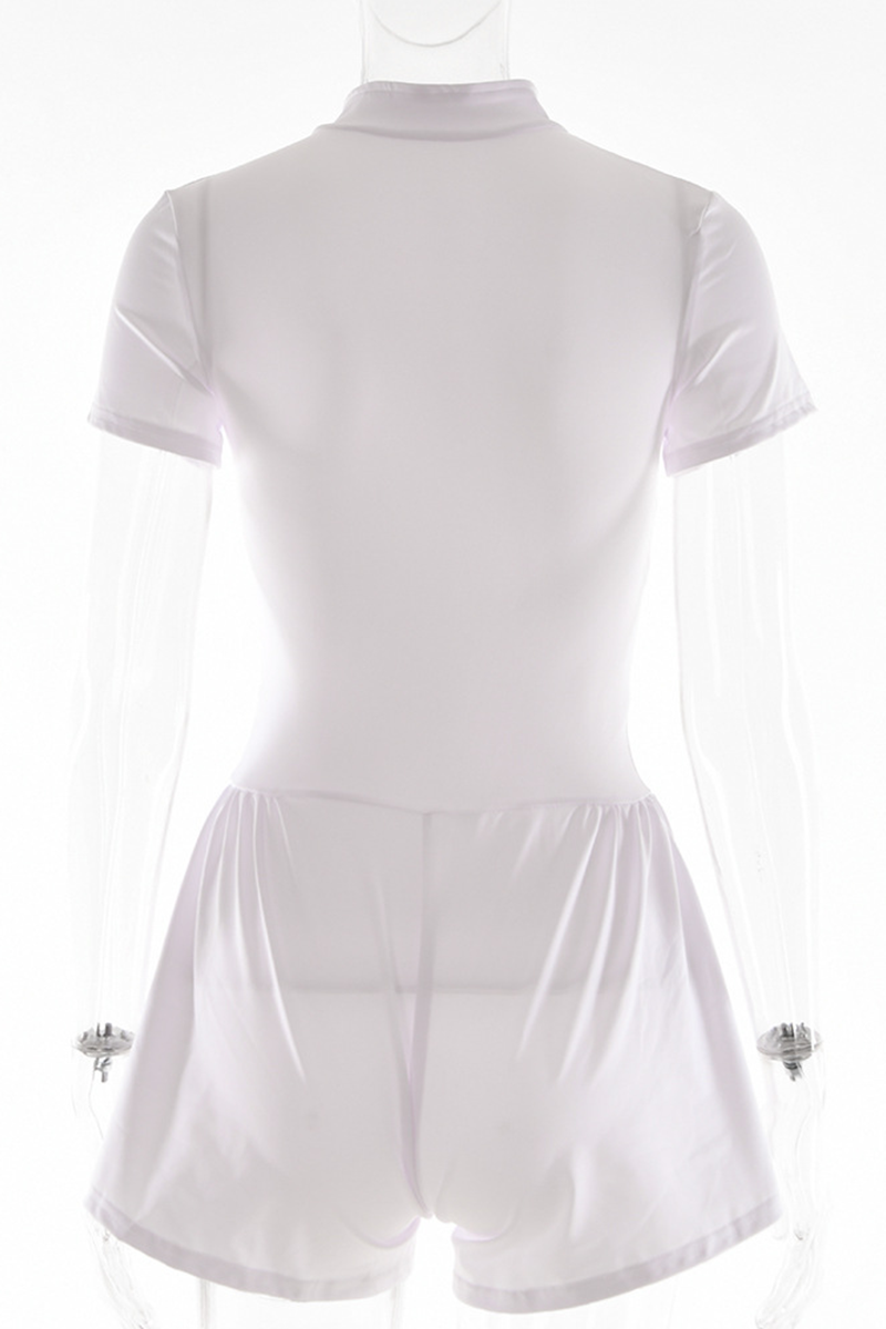 Zipper Mandarin Collar Regular Rompers(3 Colors)