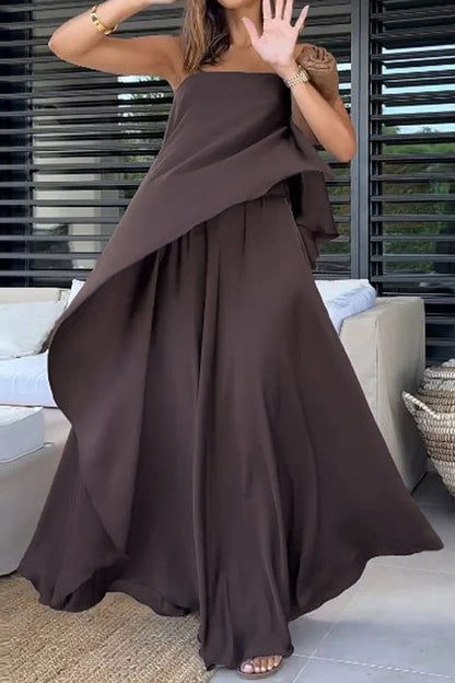 Vacation Irregular Strapless Sleeveless Two Pieces