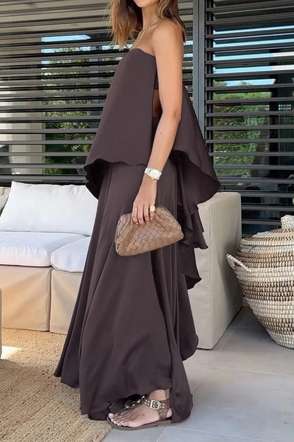 Vacation Irregular Strapless Sleeveless Two Pieces