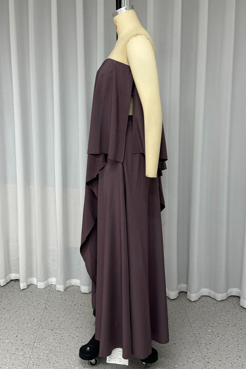 Vacation Irregular Strapless Sleeveless Two Pieces