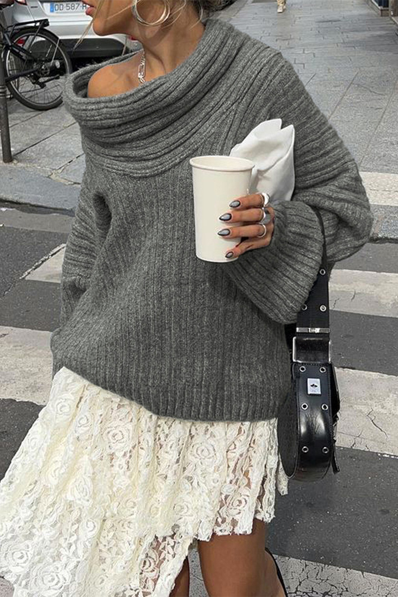 Street Potholes Off Shoulder Sweaters(5 Colors)
