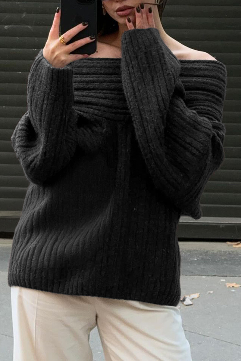 Street Potholes Off Shoulder Sweaters(5 Colors)