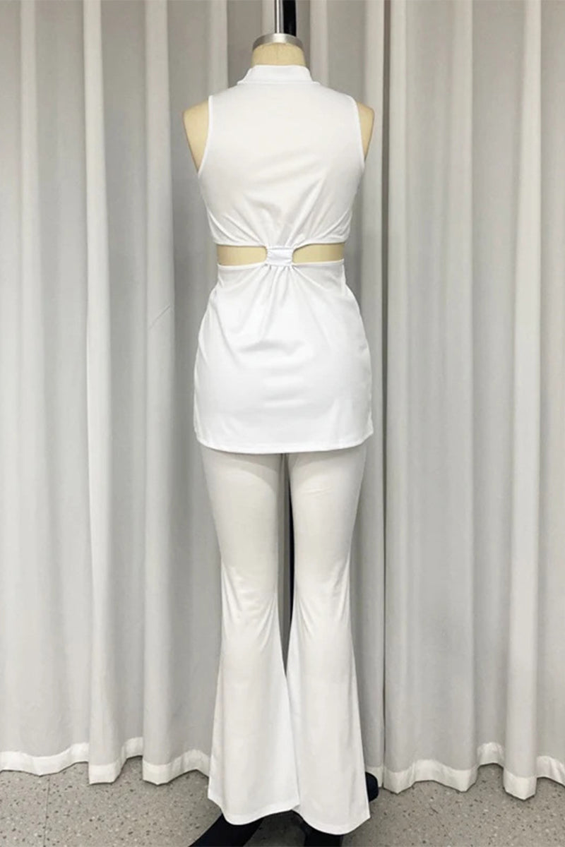 Street Hollow Out Half a Turtleneck Sleeveless Two Pieces