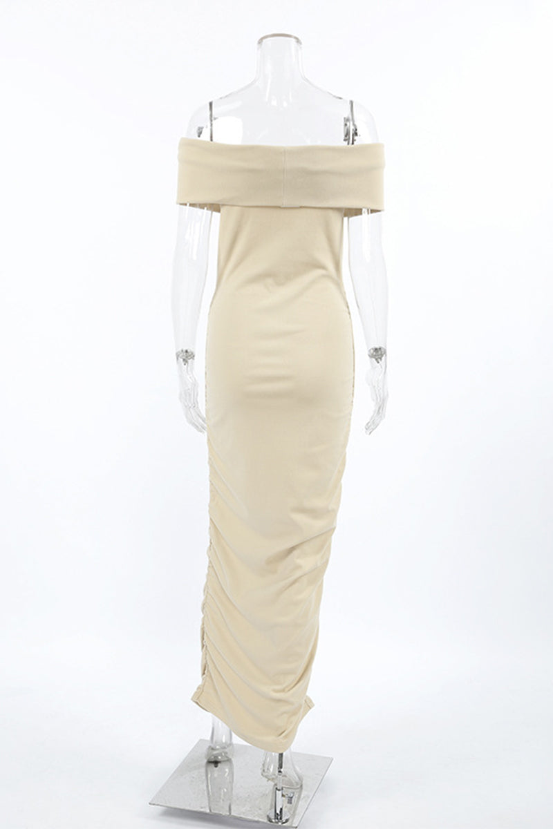 Ruched Off Shoulder One Step Skirt Dresses
