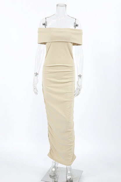 Ruched Off Shoulder One Step Skirt Dresses