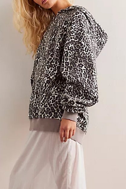 Street Flowers Snakeskin Print Leopard Pocket Hooded Hoodies(5 Colors)