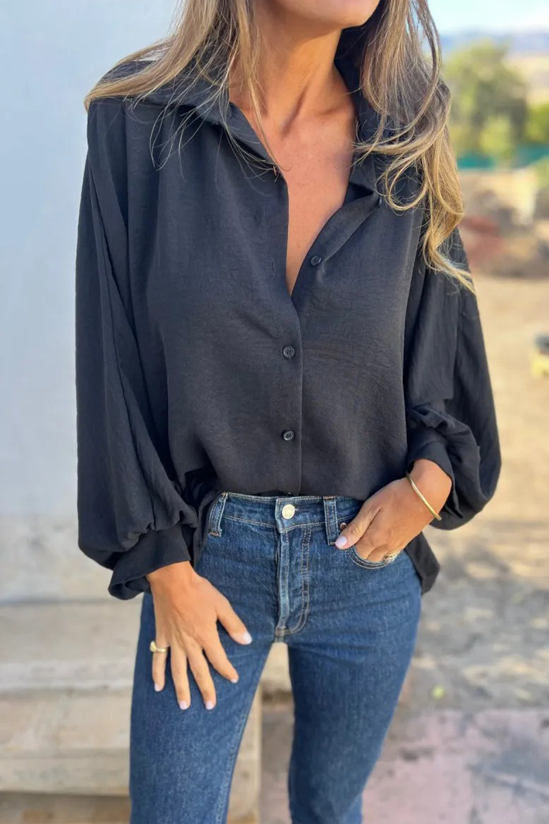 Daily Buttons Turndown Collar Blouses(5 Colors)