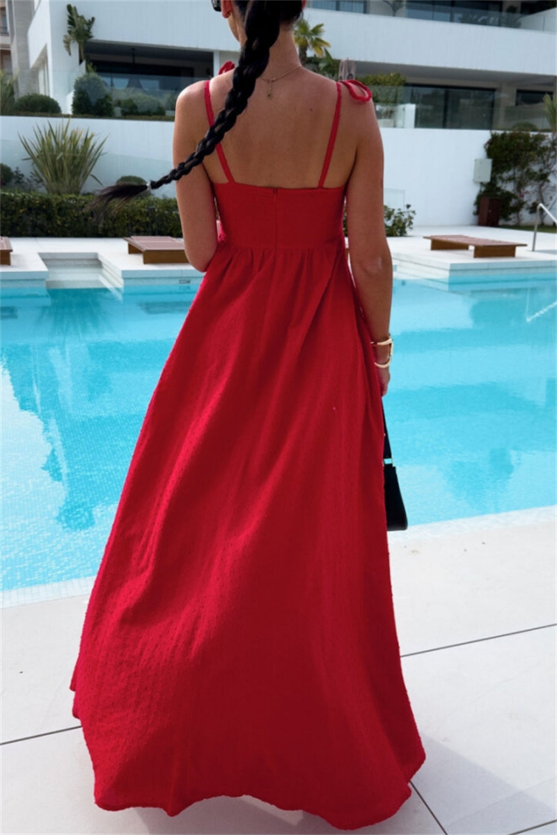 Vacation Backless Belted Halter Long Dresses(4 Colors)