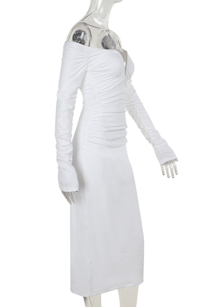 Patchwork Backless Ruched Deep V Neck Wrapped Skirt Dresses