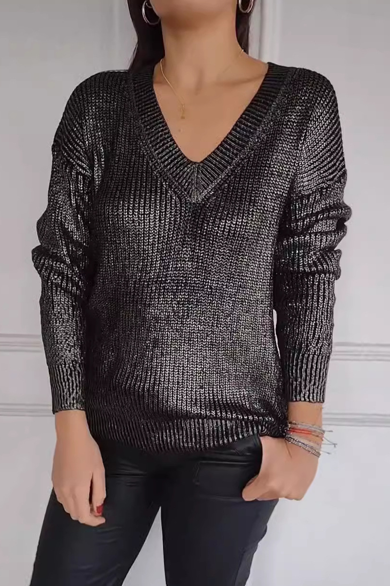 Daily Patchwork V Neck Sweaters(5 Colors)
