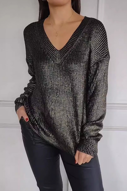 Daily Patchwork V Neck Sweaters(5 Colors)