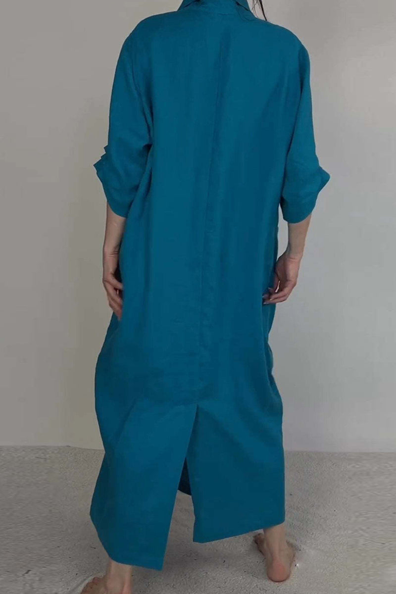 Pocket Slit V Neck Long Dresses(7 Colors)