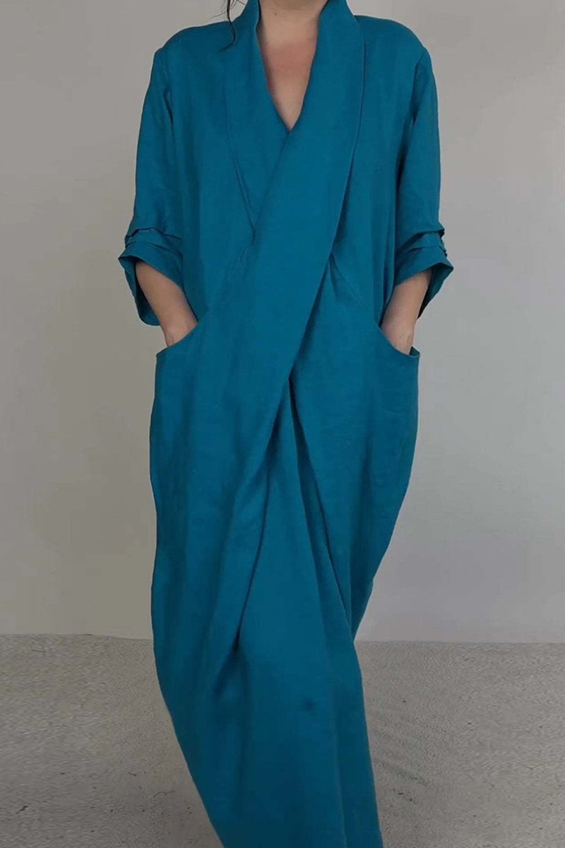 Pocket Slit V Neck Long Dresses(7 Colors)