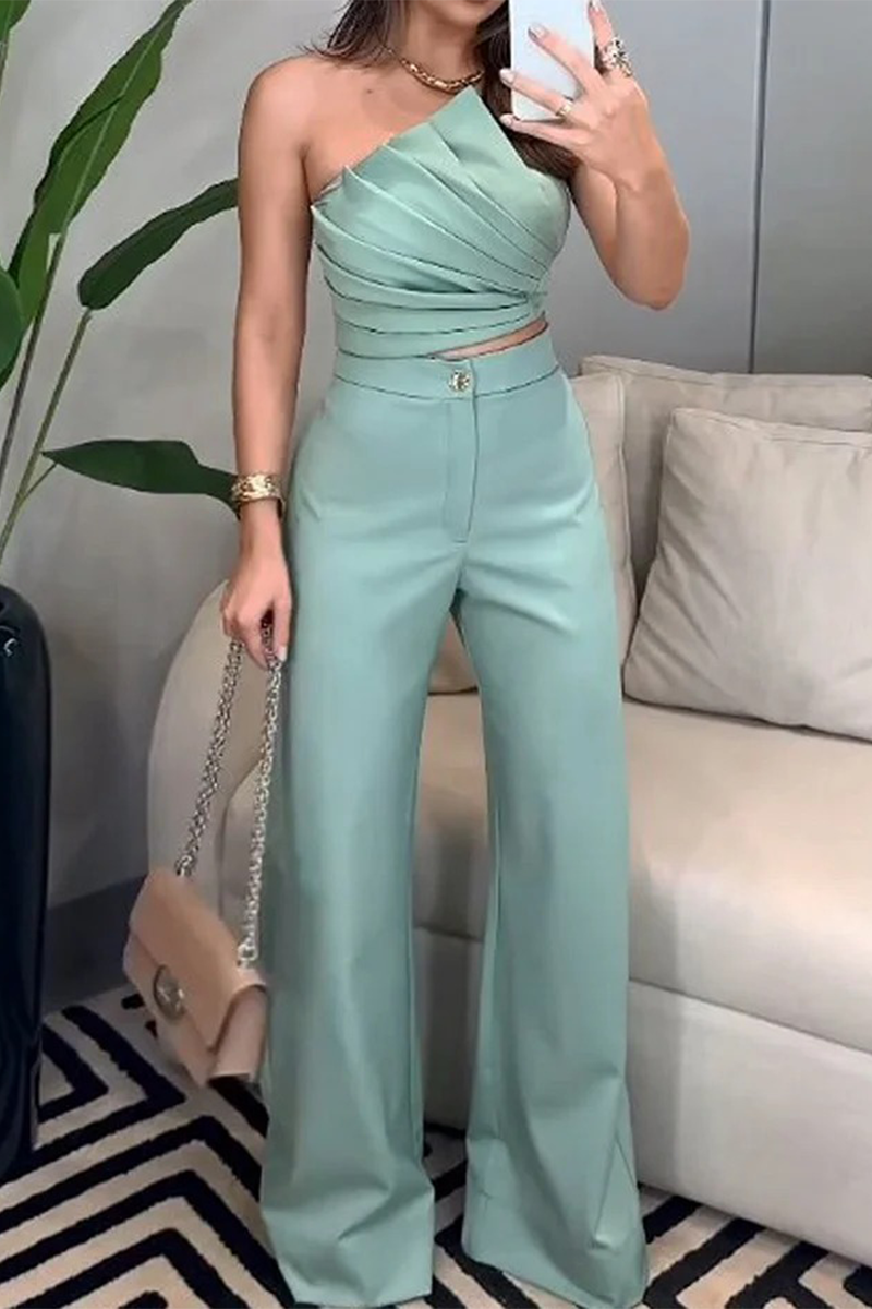 Ruched Irregular Strapless Sleeveless Two Pieces