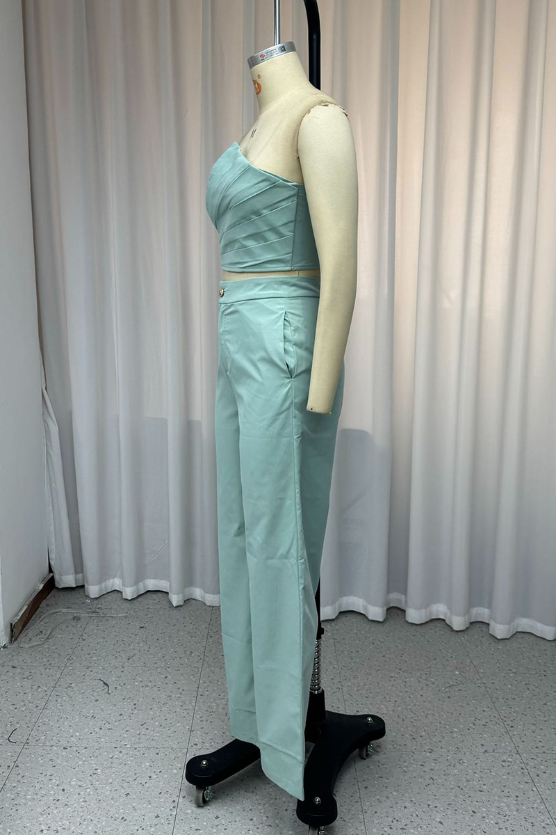 Ruched Irregular Strapless Sleeveless Two Pieces