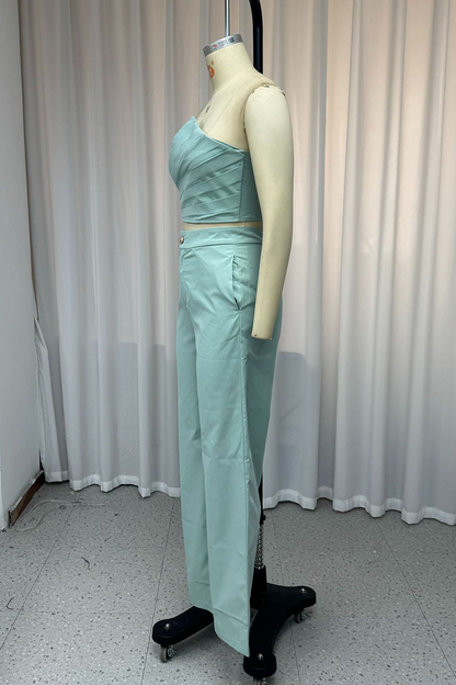 Ruched Irregular Strapless Sleeveless Two Pieces