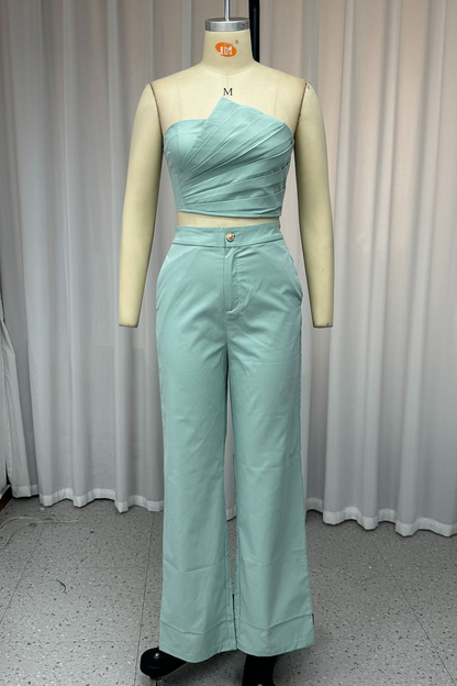 Ruched Irregular Strapless Sleeveless Two Pieces
