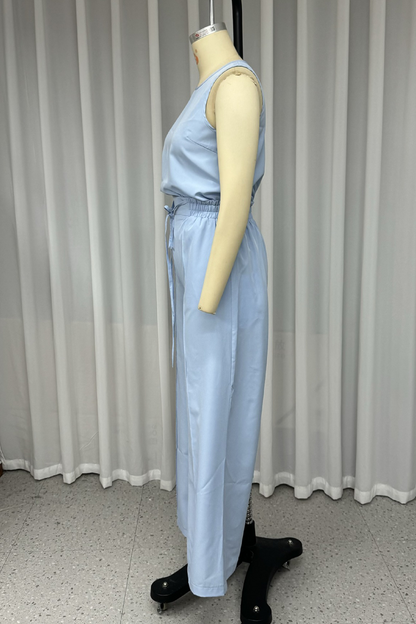 Daily Lace Up O Neck Sleeveless Two Pieces