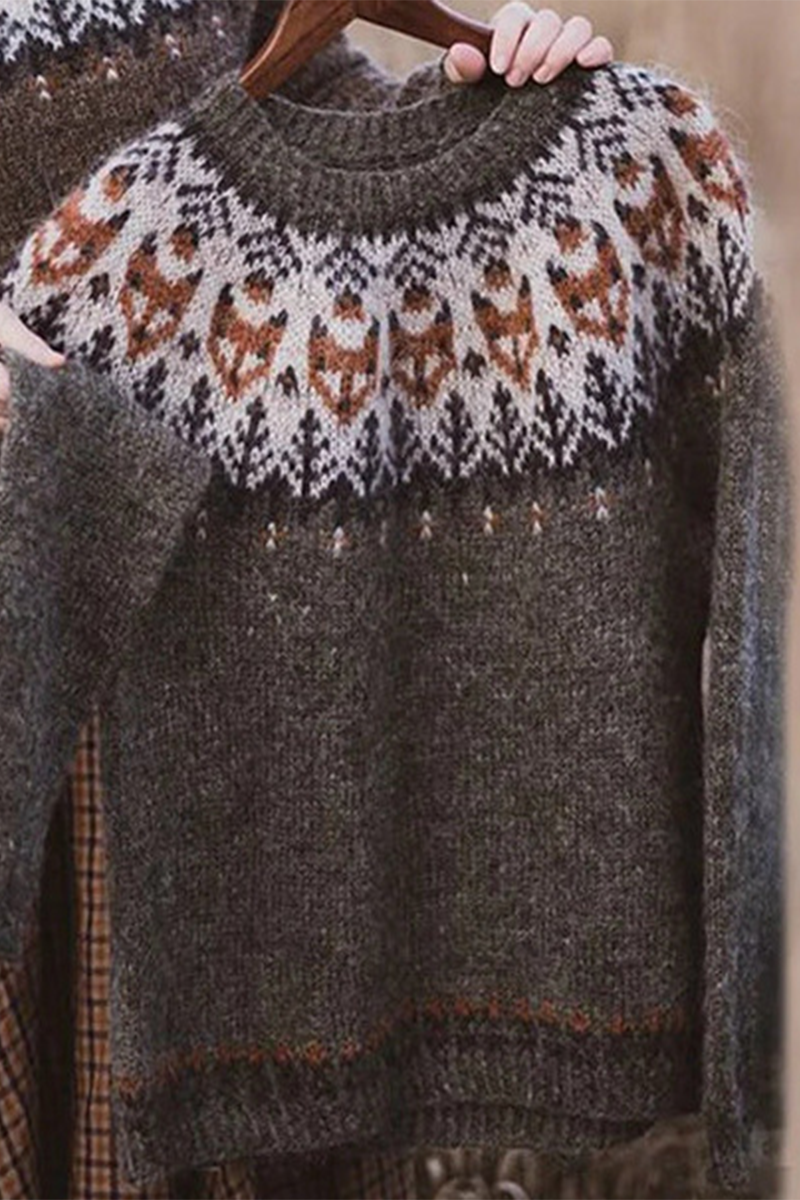 Daily Geometric Stripe Contrast O Neck Sweaters(9 Colors)