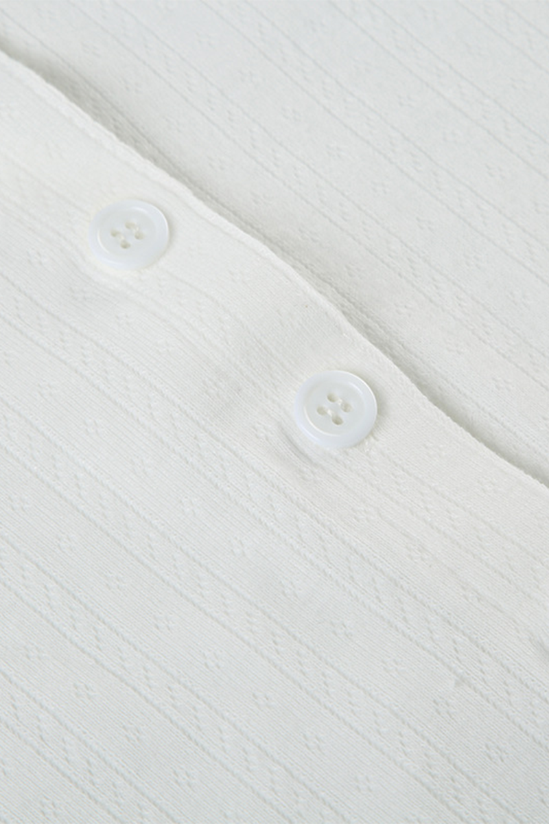 Daily Hollow Out Buttons O Neck Long Sleeve Two Pieces