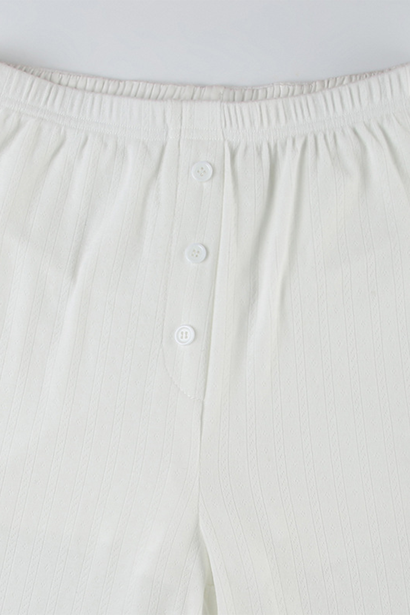 Daily Hollow Out Buttons O Neck Long Sleeve Two Pieces