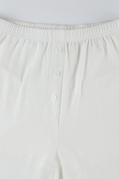 Daily Hollow Out Buttons O Neck Long Sleeve Two Pieces