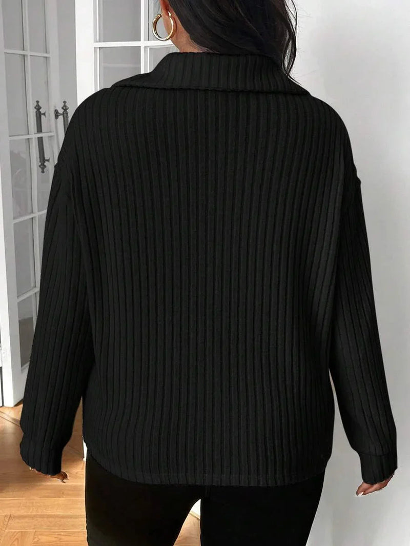 Fuzzy Collar Quarter Zip Cozy Sweater