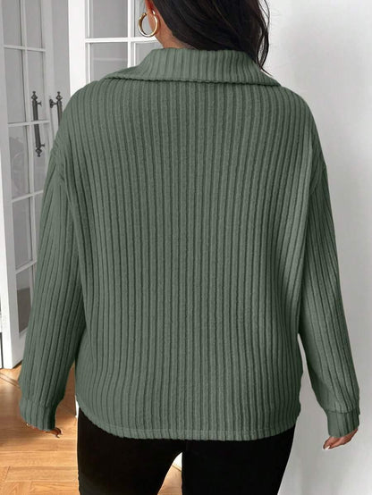 Fuzzy Collar Quarter Zip Cozy Sweater