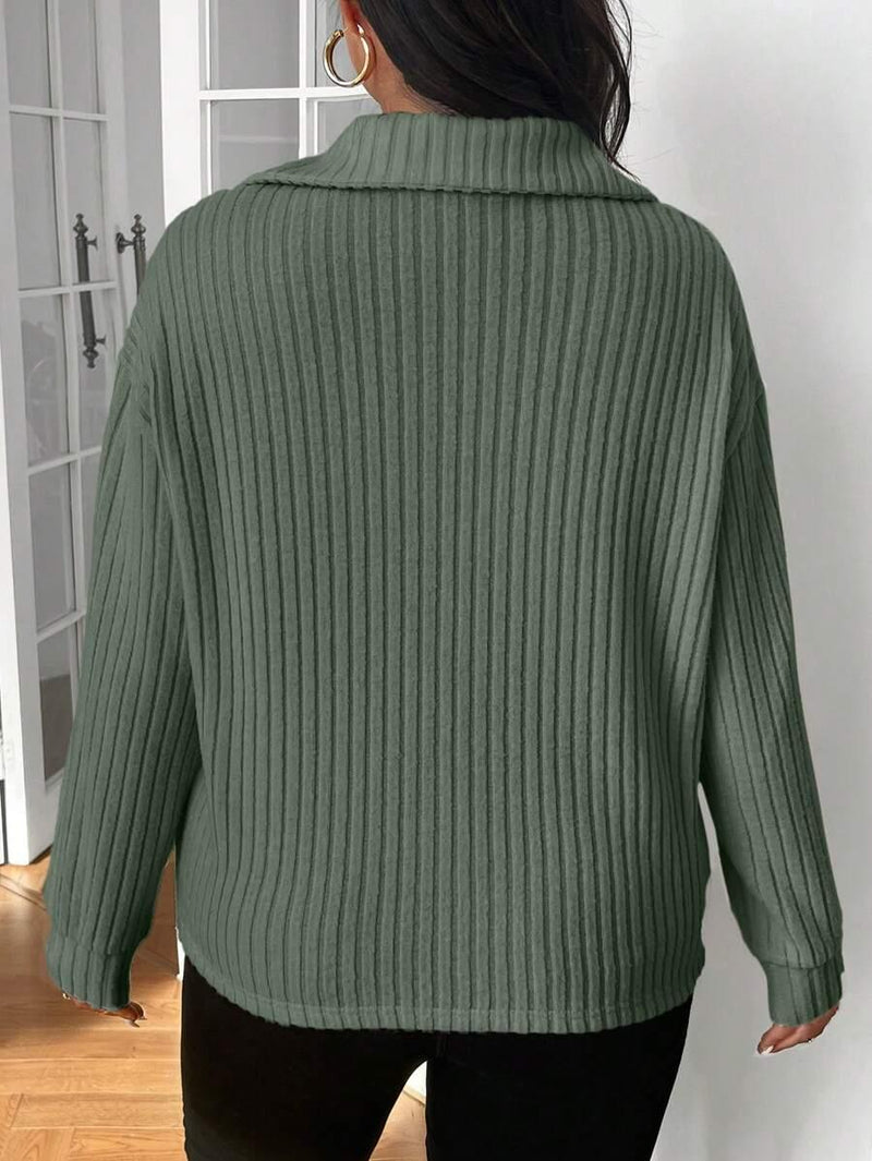Fuzzy Collar Quarter Zip Cozy Sweater