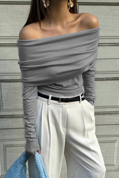 Ruched Off Shoulder Sweaters(5 Colors)