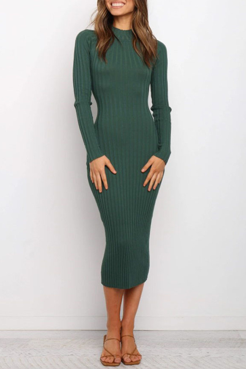 Daily Backless Potholes O Neck Wrapped Skirt Dresses