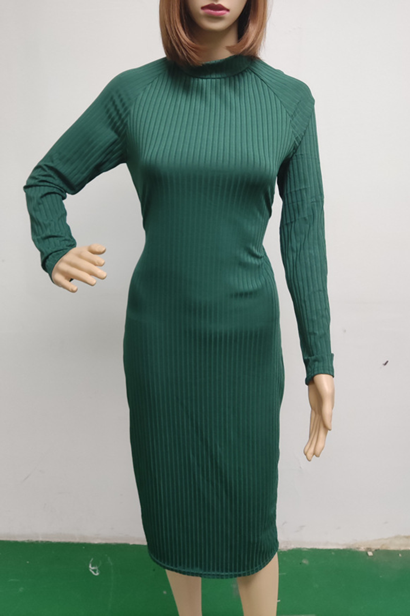 Daily Backless Potholes O Neck Wrapped Skirt Dresses