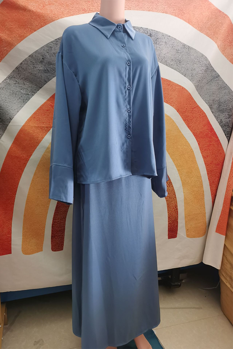 Daily Buttons Turndown Collar Long Sleeve Two Pieces