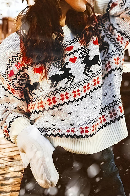 Wapiti Patchwork O Neck Sweaters