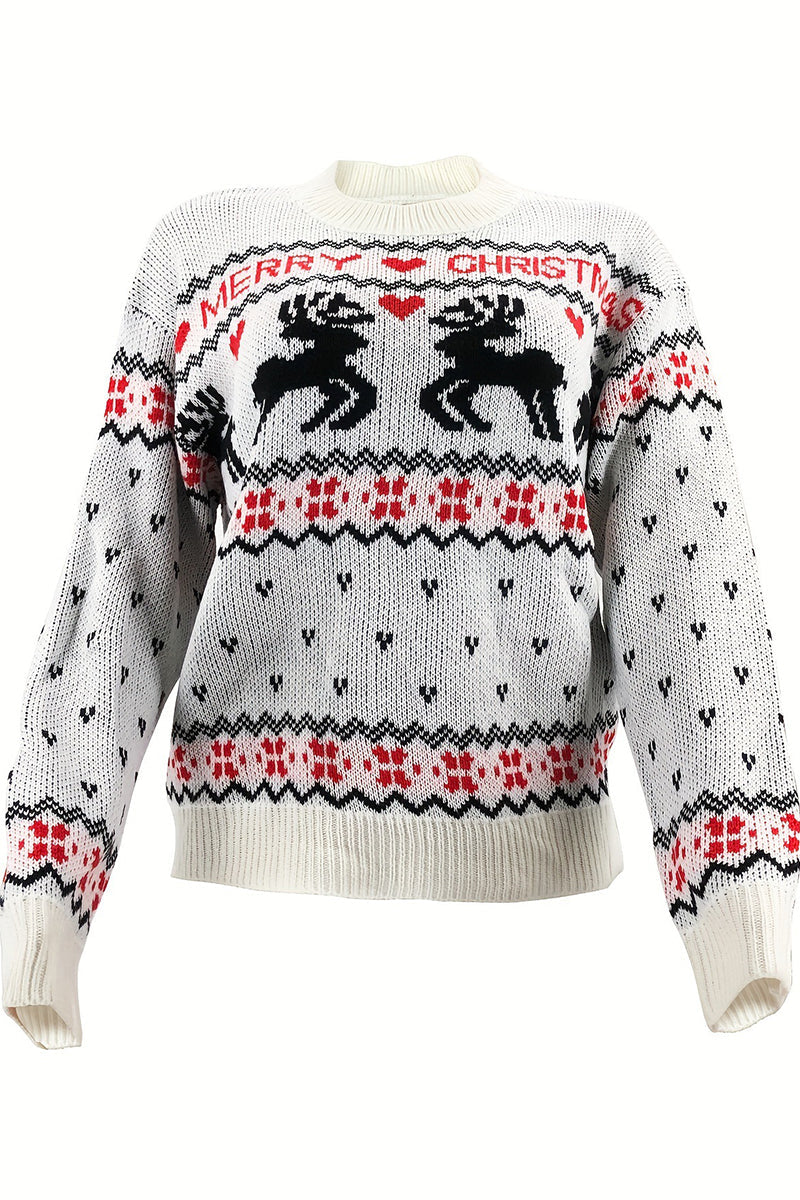 Wapiti Patchwork O Neck Sweaters